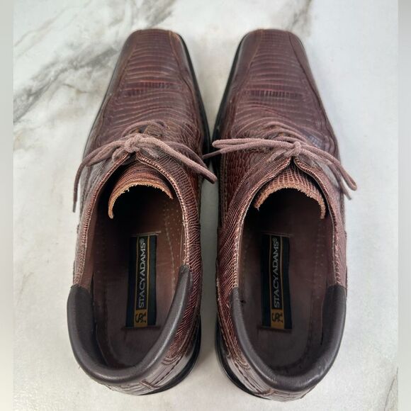 Stacy Adams Palladin Brown Snake Print Leather Bike Toe Oxford Dress Shoes, Sz 8 main image 13